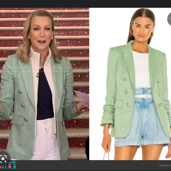 VERONICA BEARD Sage Green Beacon Herringbone Linen Dickey Blazer Size 8 - Picture 5 of 12